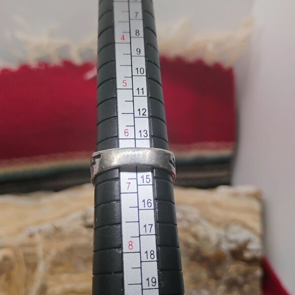 Vtg Native Sterling Silver Green Turquoise Ring Large Rectangle Size 6.5 - Picture 12 of 12